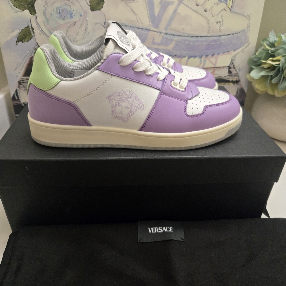 Versace Medusa Insignia Leather Sneakers W Box Women Size 9.5 Men 8 - Picture 2 of 15